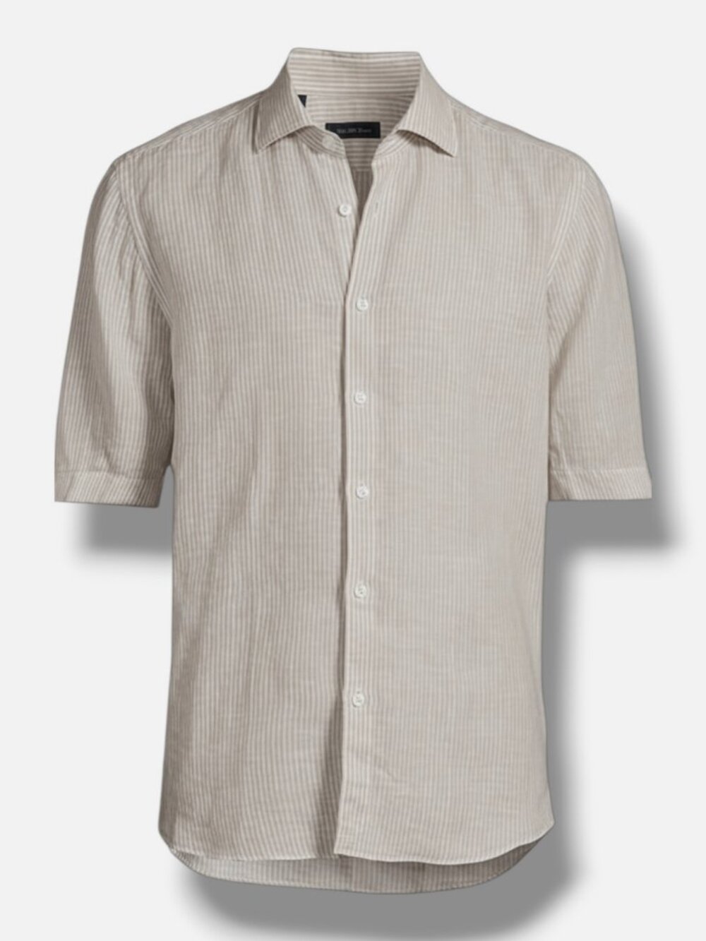 Saks Fifth Avenue Men's Beige Striped Button-Up Shirt Size S